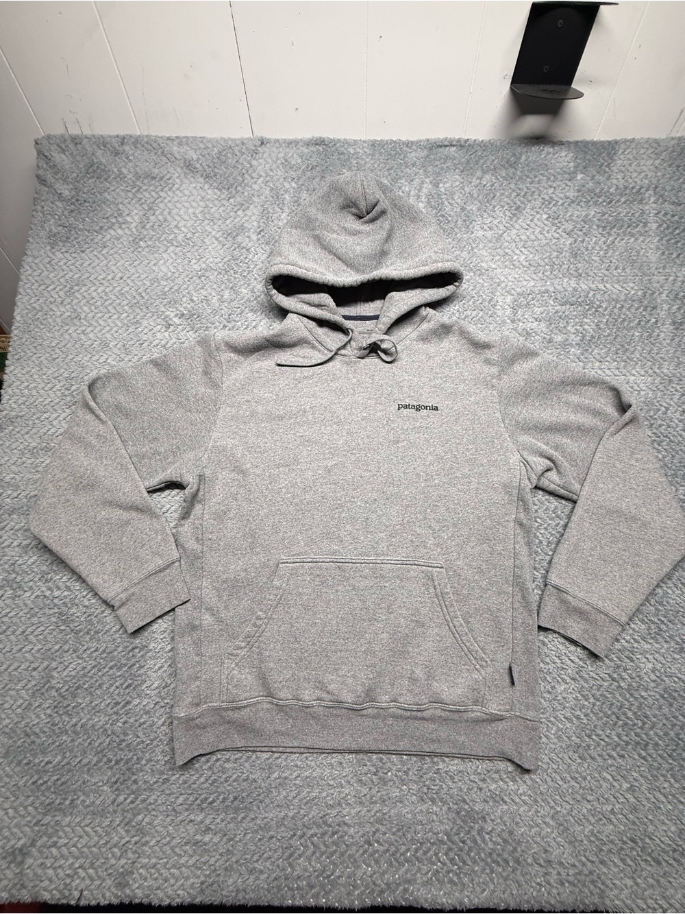 Patagonia Men’s Light Gray Pullover Hoodie with Small Logo